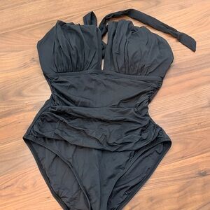 Stylish Black One Piece Swimsuit